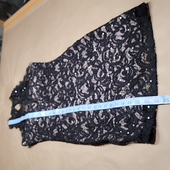 Sequin Hearts Size 3 Black Lace Sleeveless over Nude Strapless Cocktail Dress - Picture 8 of 12